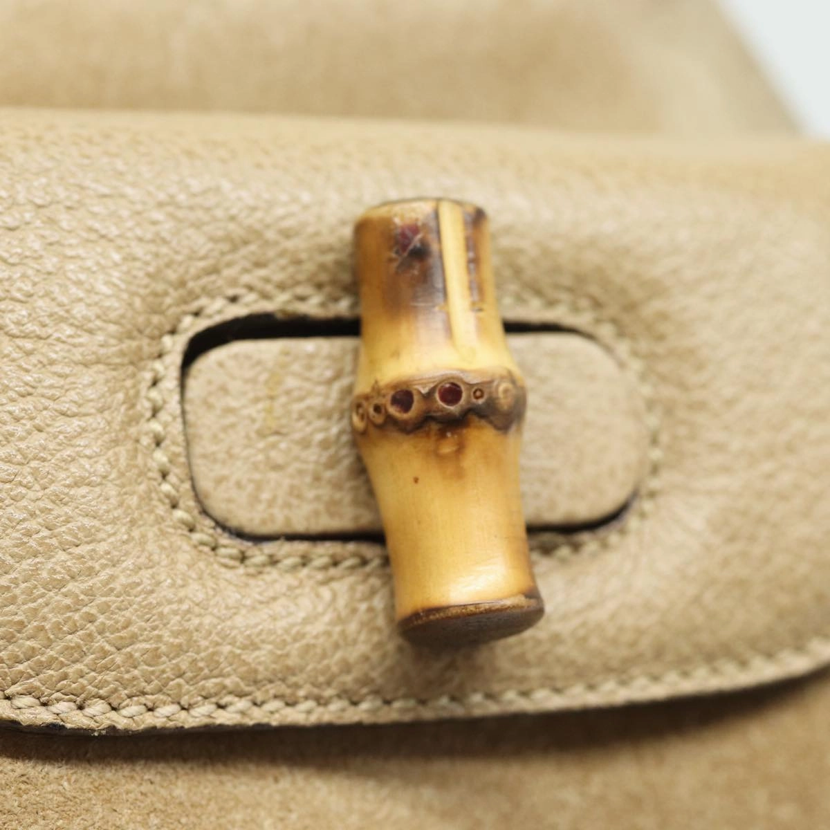 GUCCI Bamboo Backpack Suede Leather Beige 003 1705 0030  81152