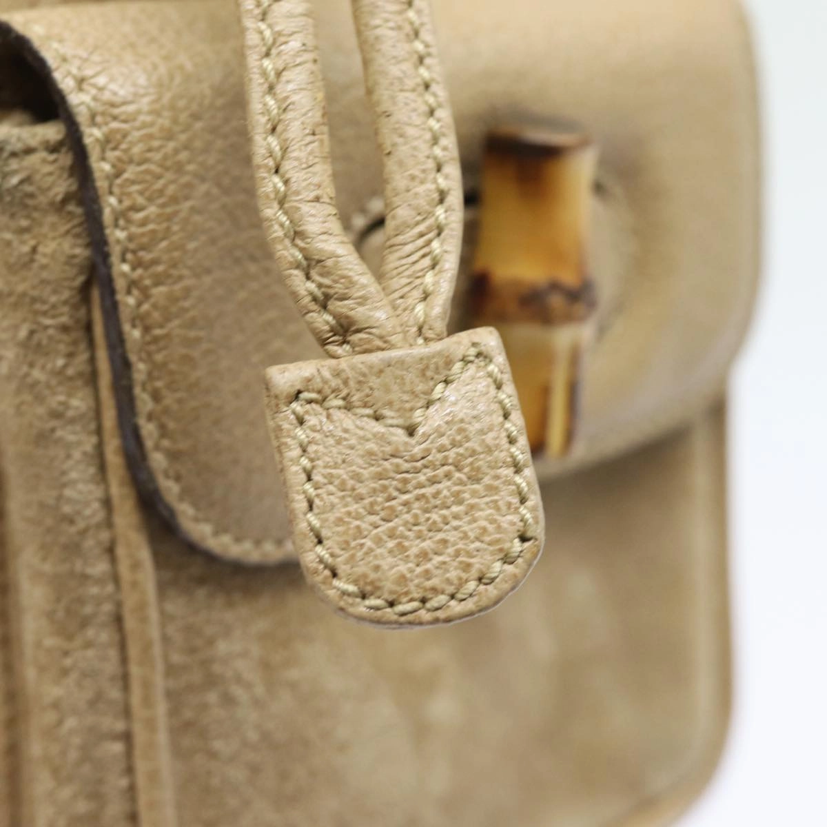 GUCCI Bamboo Backpack Suede Leather Beige 003 1705 0030  81152
