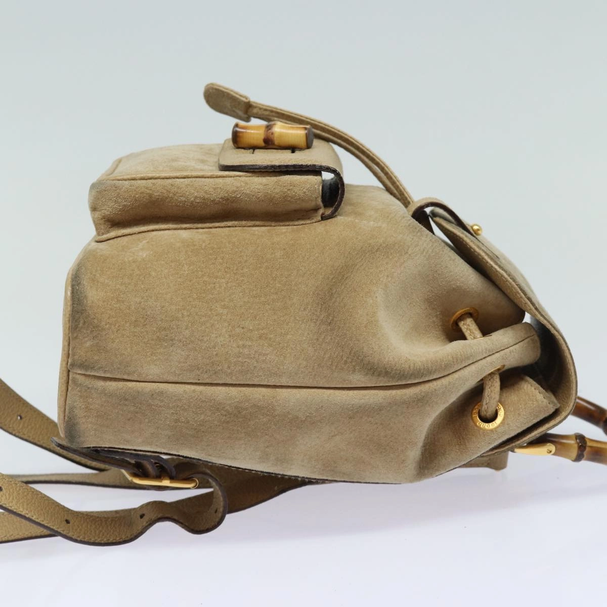 GUCCI Bamboo Backpack Suede Leather Beige 003 1705 0030  81152
