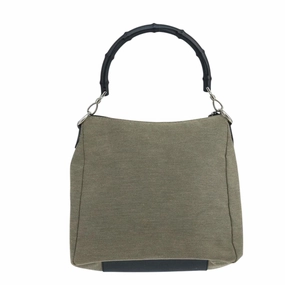 Gucci Bamboo Beige Canvas Shoulder Bag ()