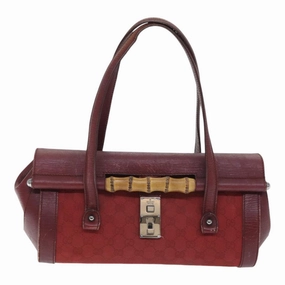 Gucci Bamboo  Canvas Shoulder Bag