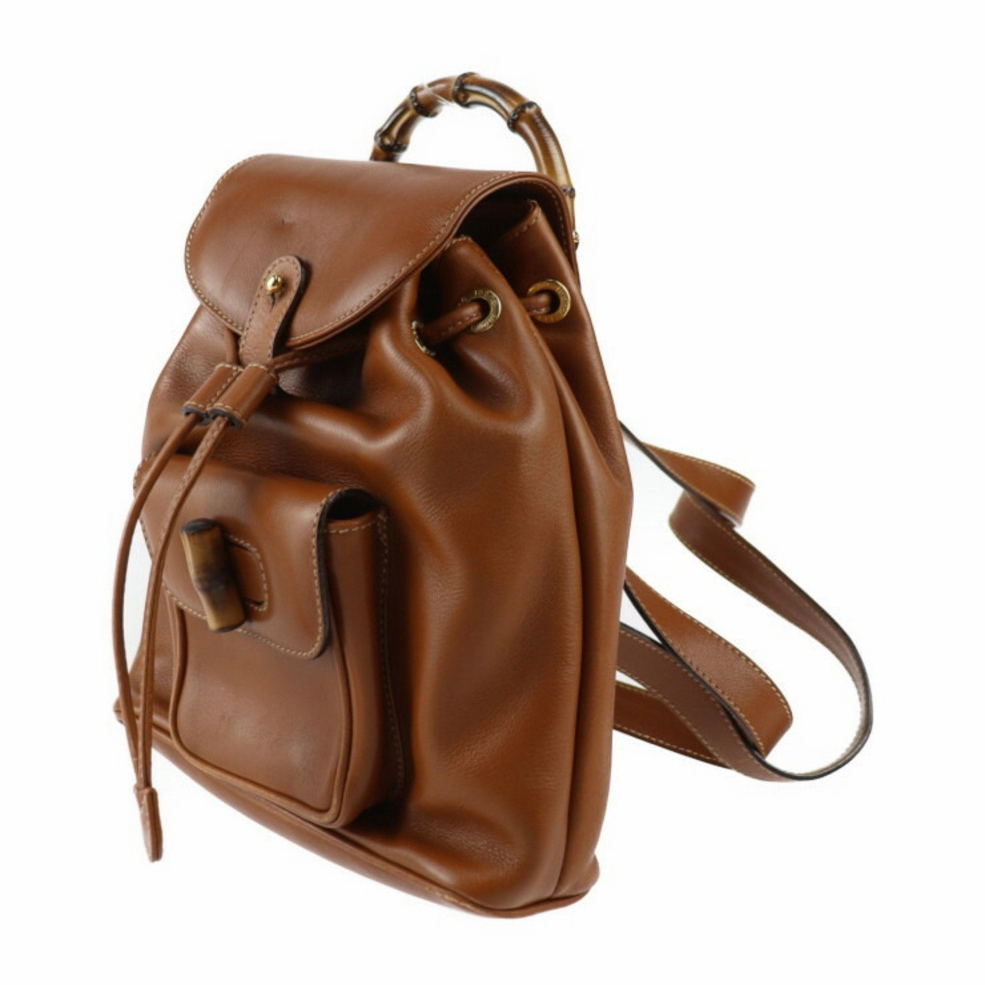Gucci Bamboo  Leather Backpack Bag ()