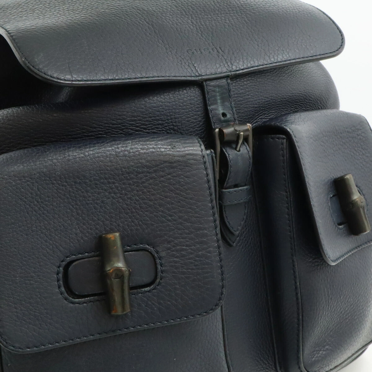 Gucci Bamboo Leather Backpack Navy 387097