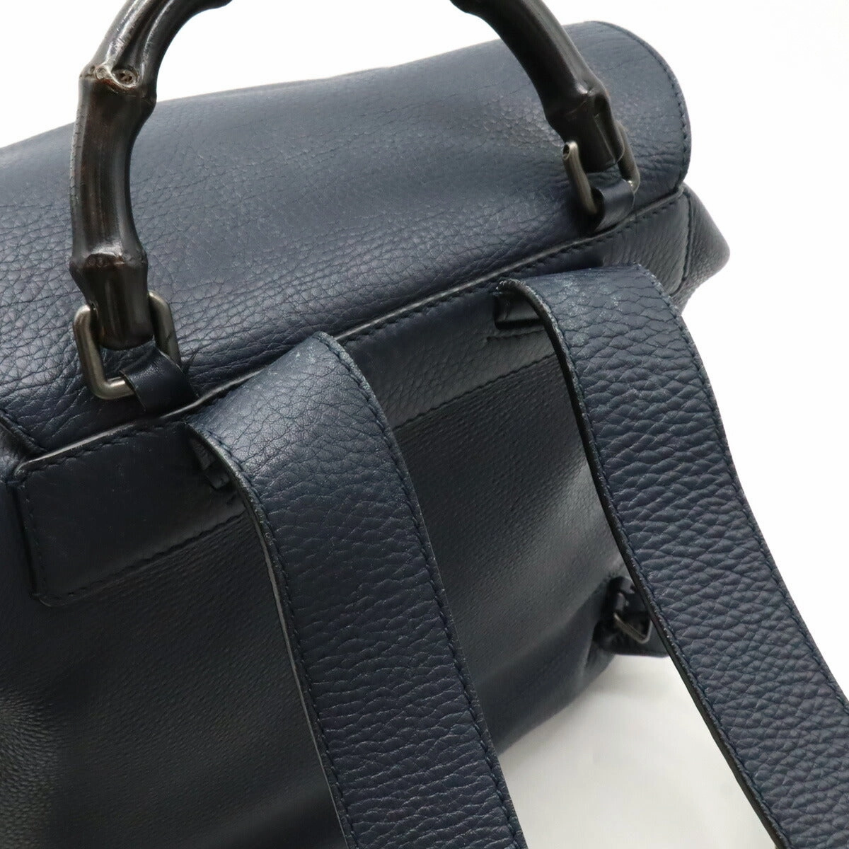 Gucci Bamboo Leather Backpack Navy 387097
