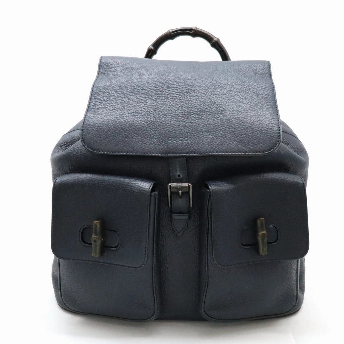 Gucci Bamboo Leather Backpack Navy 387097