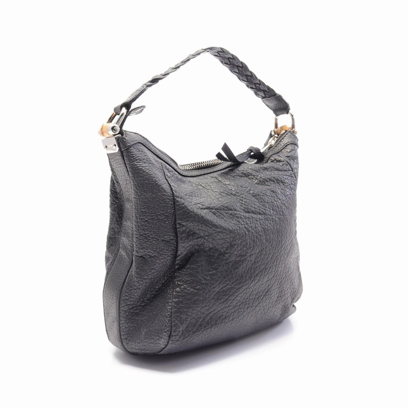 Gucci Bamboo Leather Shoulder Bag Black