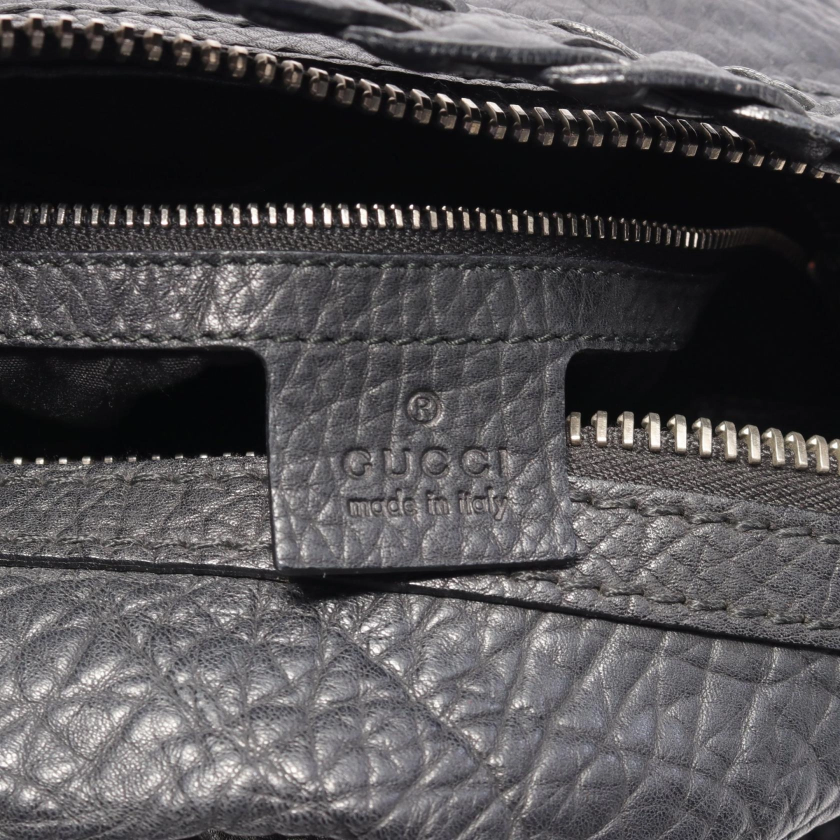 Gucci Bamboo Leather Shoulder Bag Black