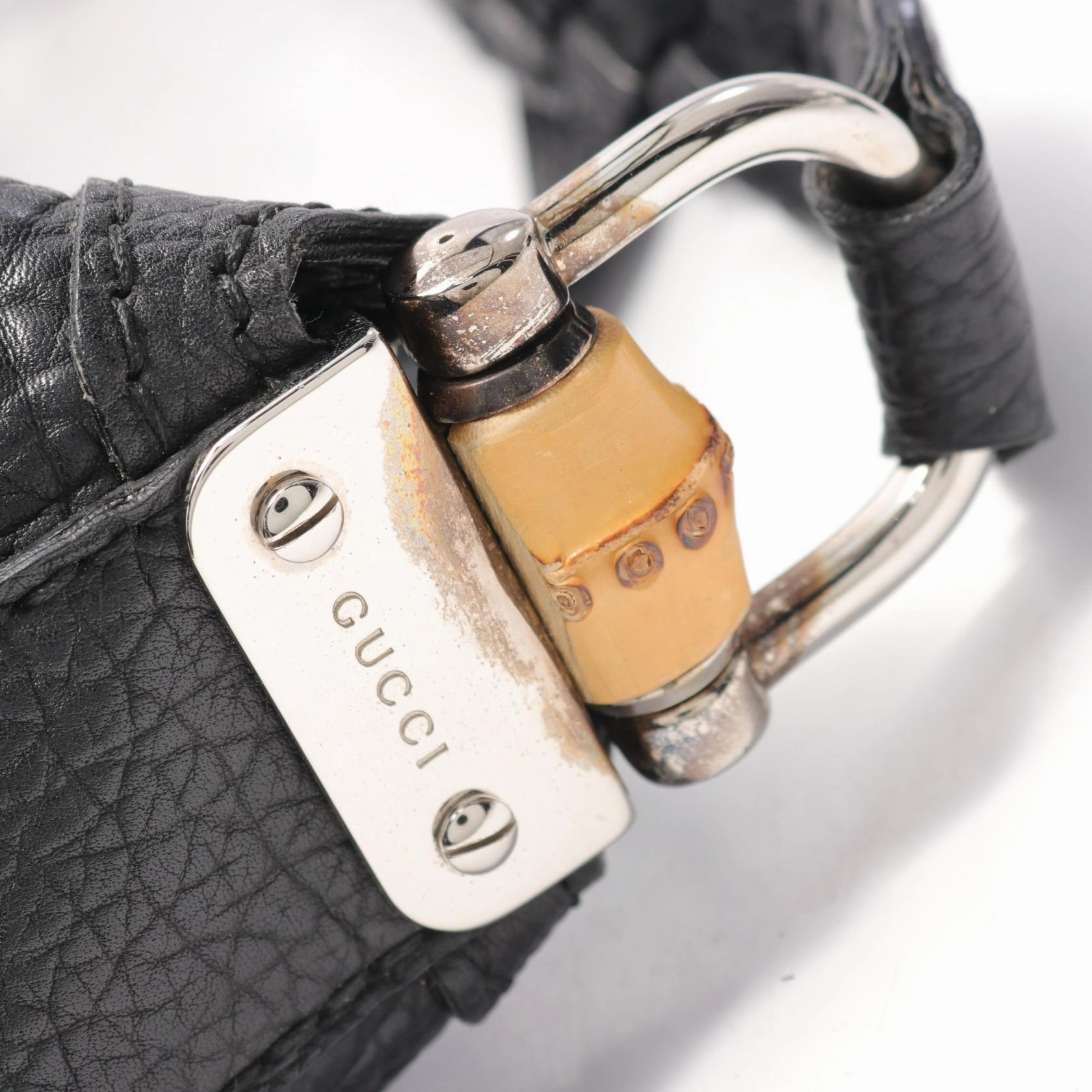 Gucci Bamboo Leather Shoulder Bag Black