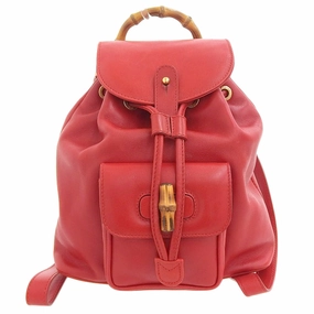 Gucci Bamboo Mini Backpack Leather Red Vintage