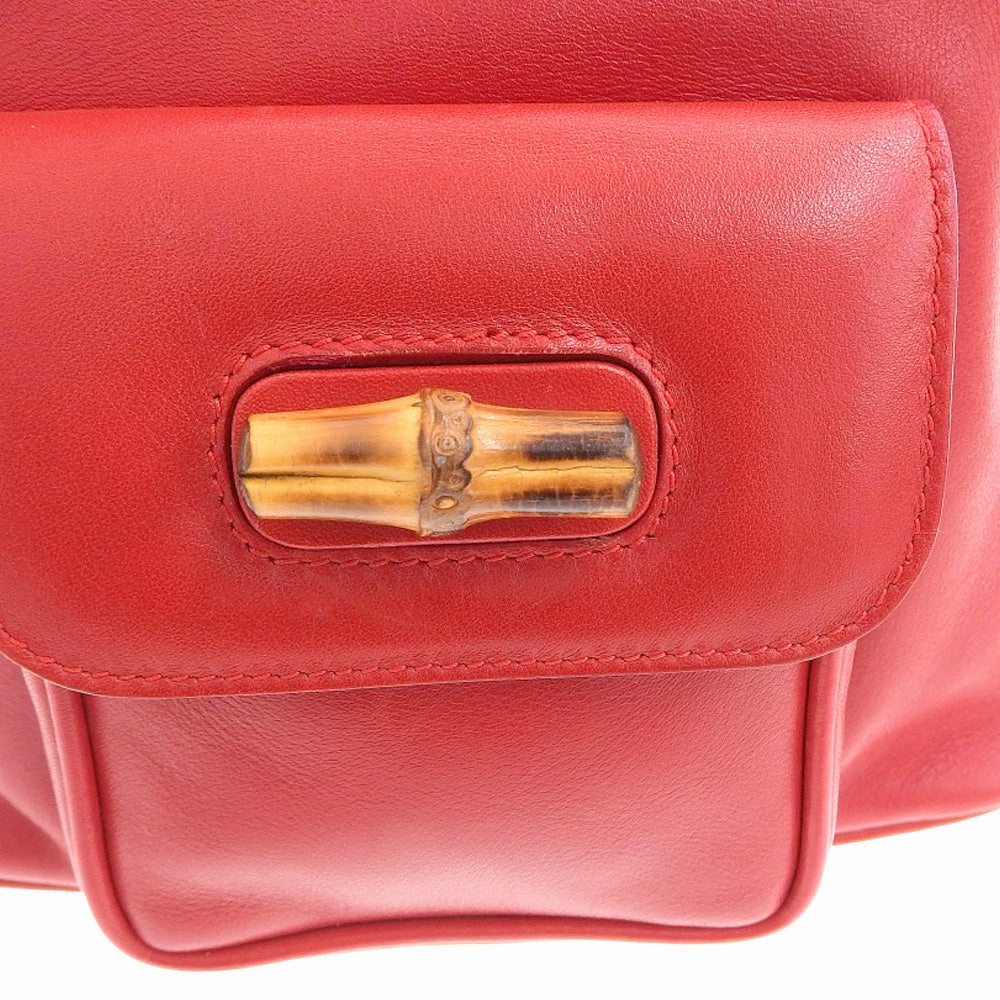 Gucci Bamboo Mini Backpack Leather Red Vintage
