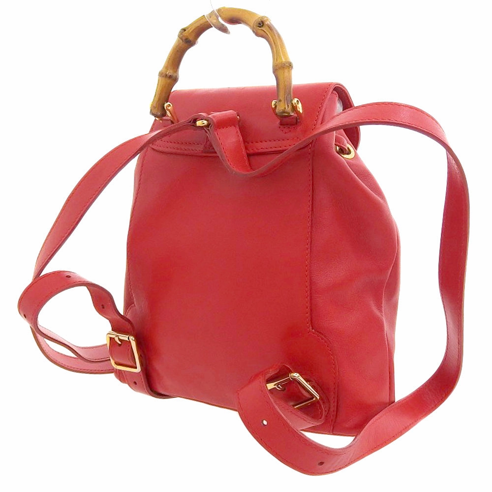Gucci Bamboo Mini Backpack Leather Red Vintage