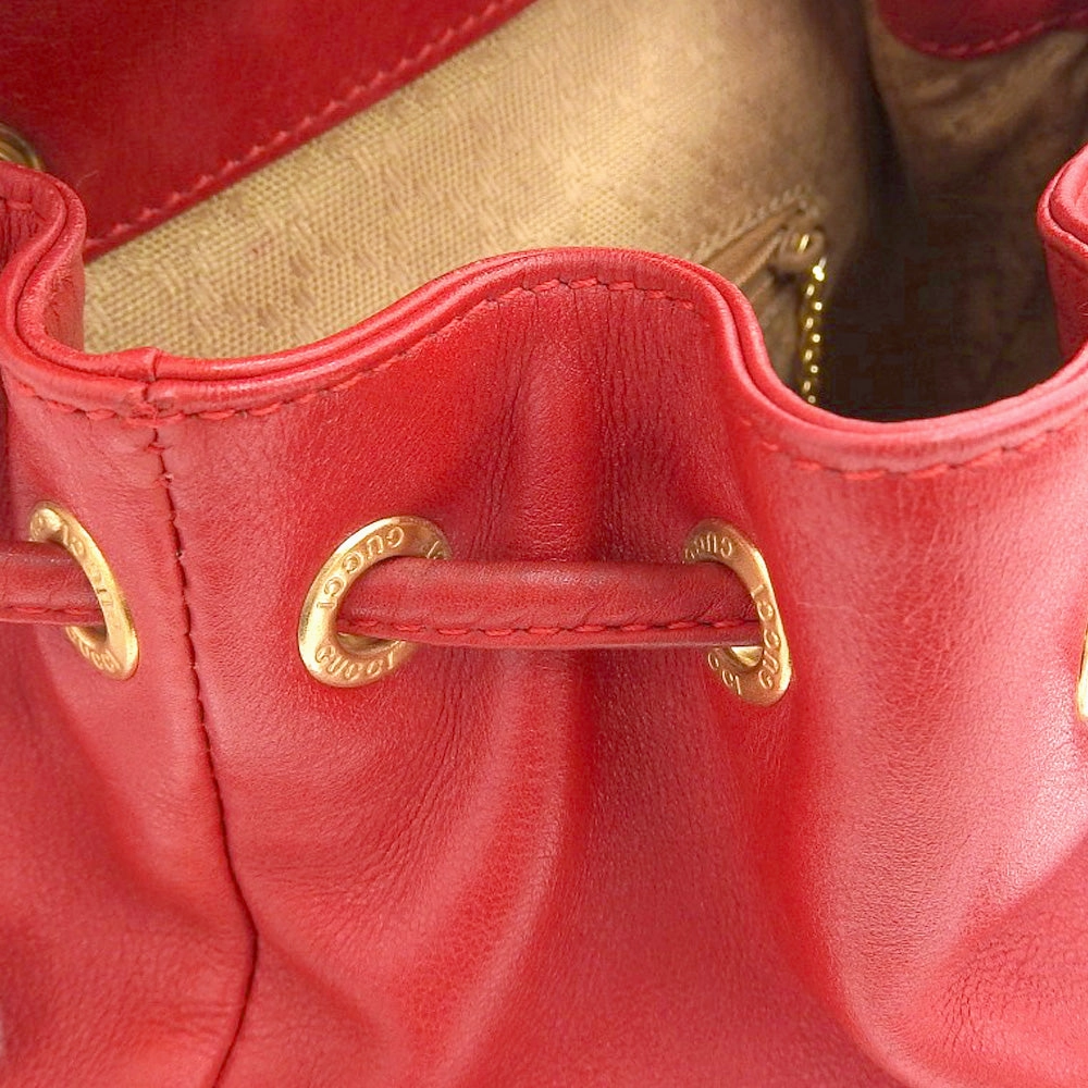 Gucci Bamboo Mini Backpack Leather Red Vintage