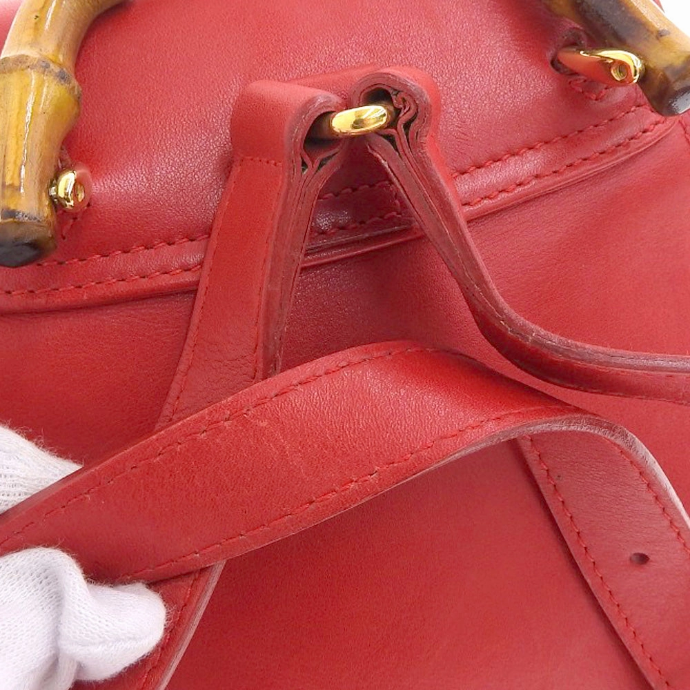 Gucci Bamboo Mini Backpack Leather Red Vintage
