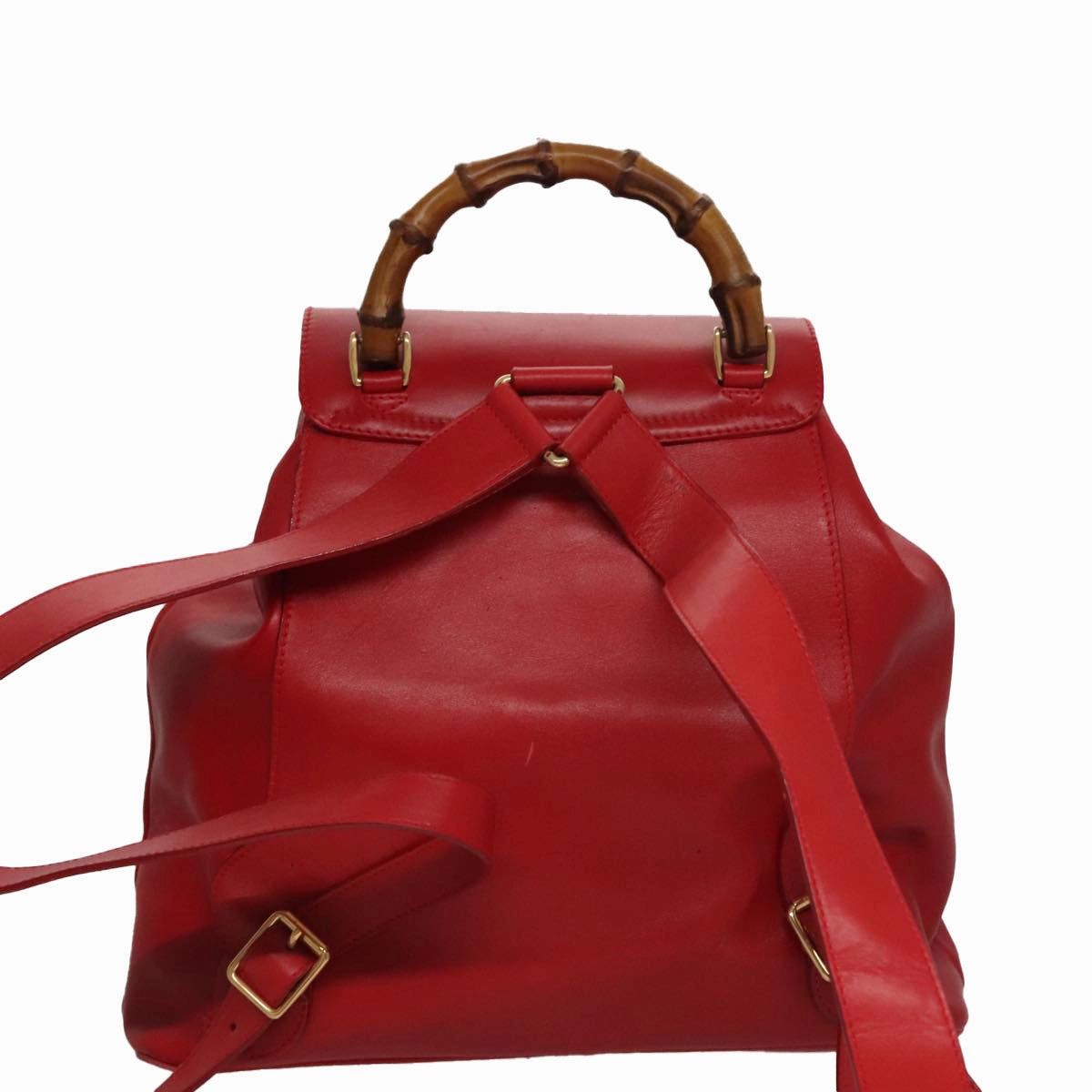 Gucci Bamboo Red Leather Backpack Bag ()