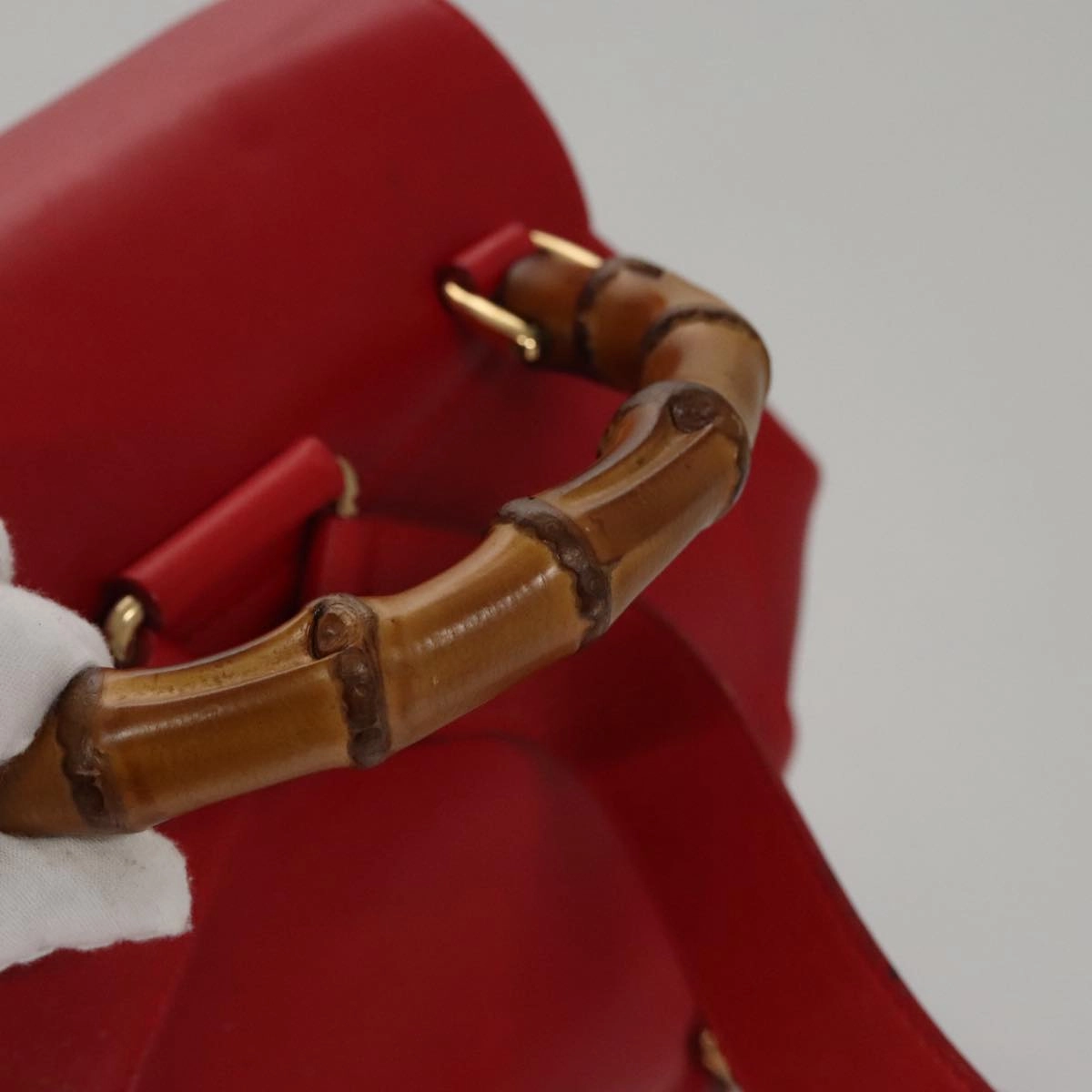 Gucci Bamboo Red Leather Backpack Bag ()