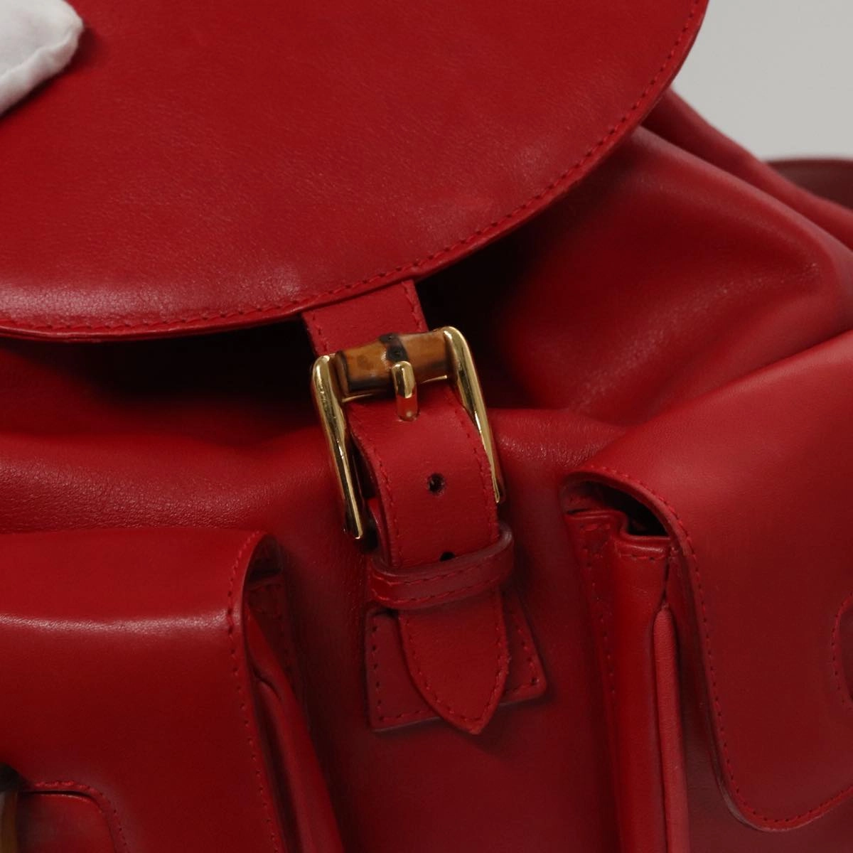 Gucci Bamboo Red Leather Backpack Bag ()