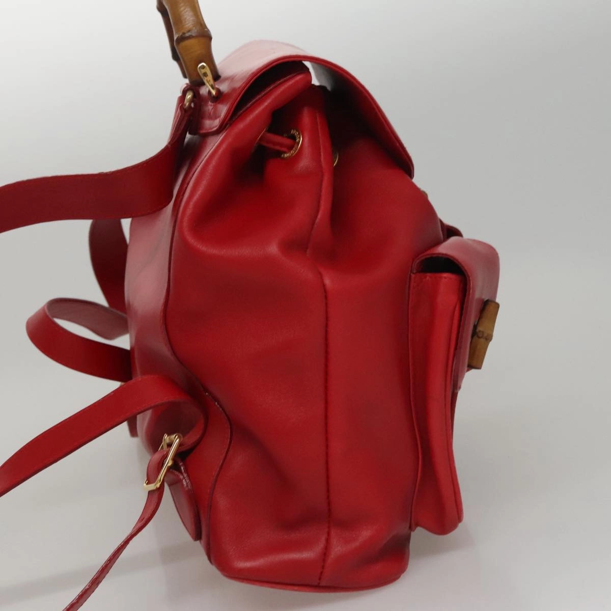 Gucci Bamboo Red Leather Backpack Bag ()