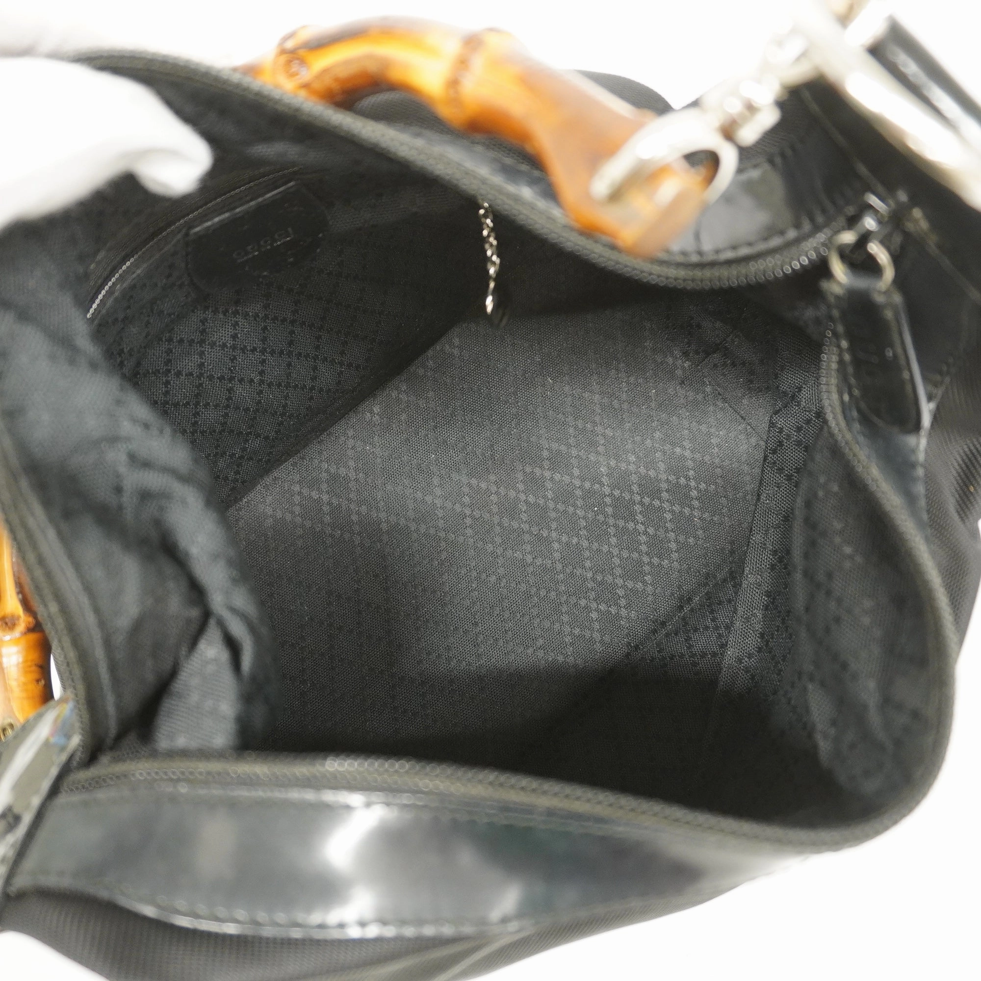 GUCCI  Bamboo Shoulder Bag 000 1998 0531 Women's Nylon Shoulder Bag Black