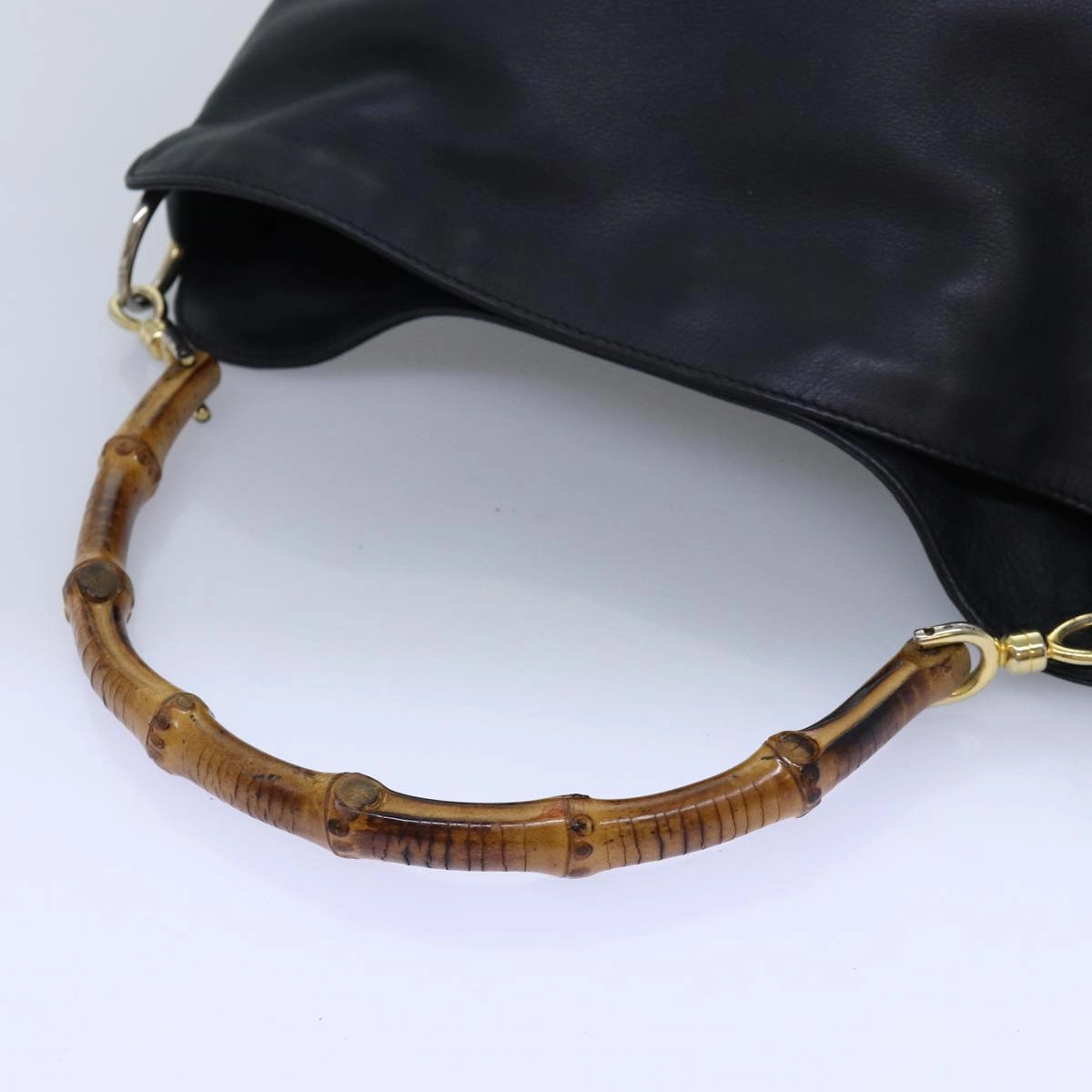 GUCCI Bamboo Shoulder Bag Leather 2way Black 000 1448 1638  75354