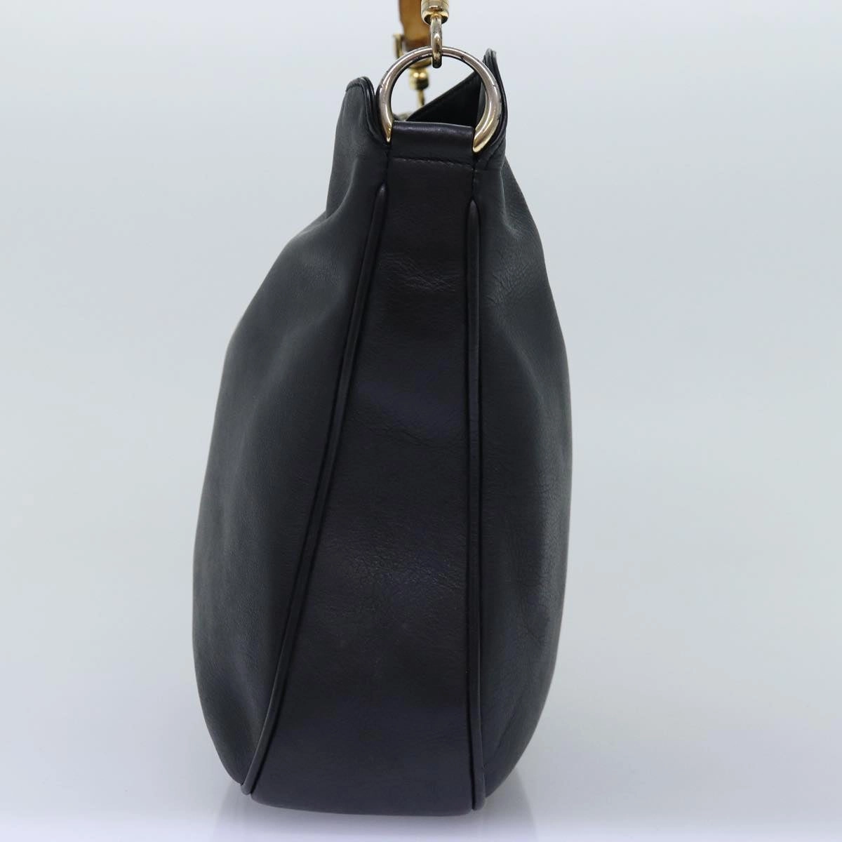 GUCCI Bamboo Shoulder Bag Leather 2way Black 000 1448 1638  75354