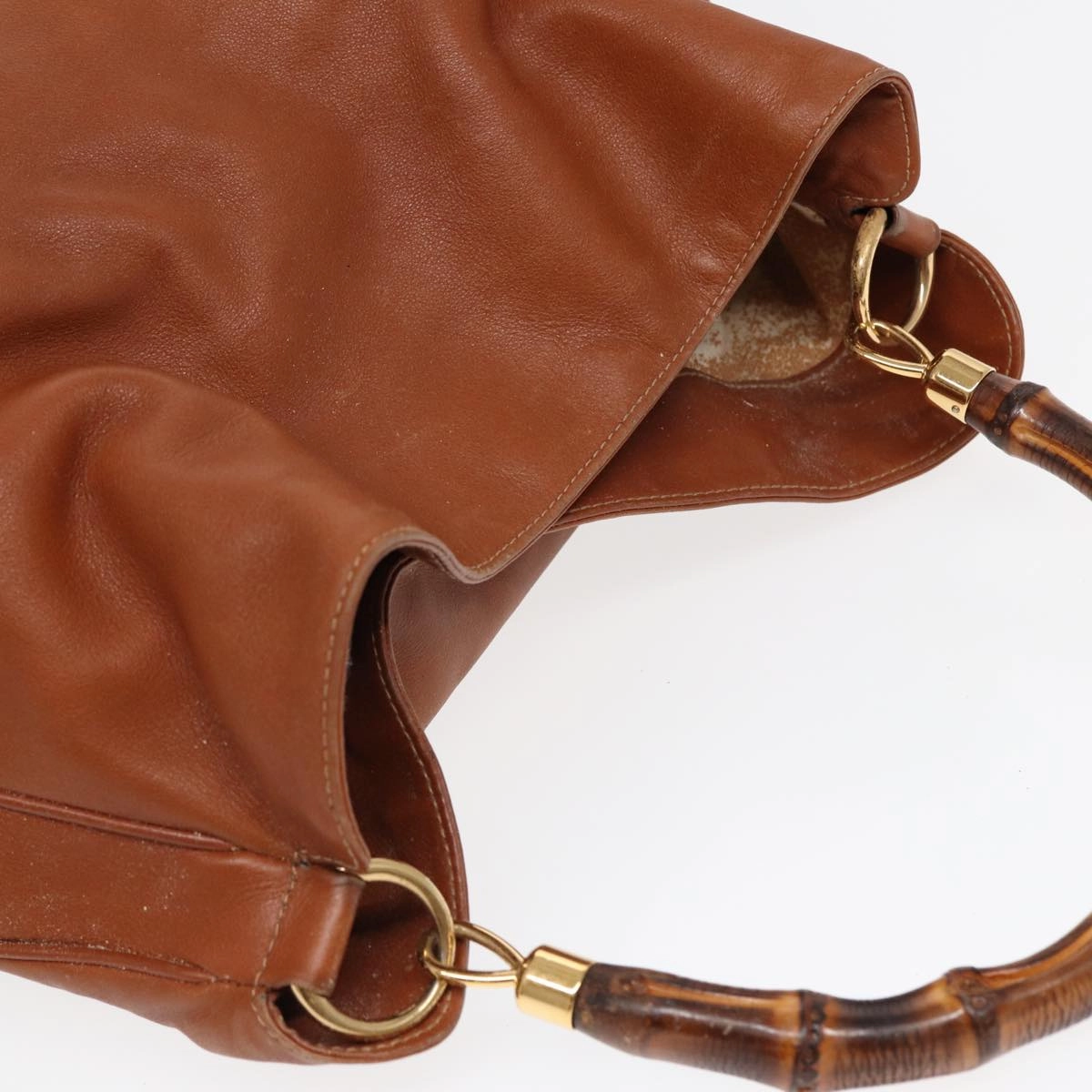 GUCCI Bamboo Shoulder Bag Leather 2way Brown 001 14 1577  84763