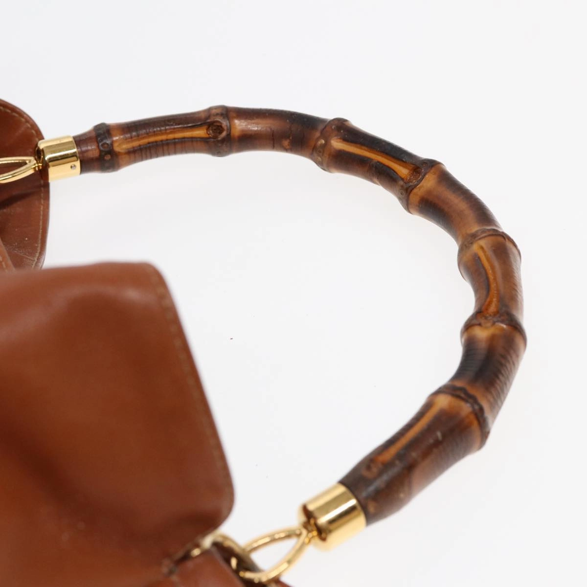 GUCCI Bamboo Shoulder Bag Leather 2way Brown 001 14 1577  84763