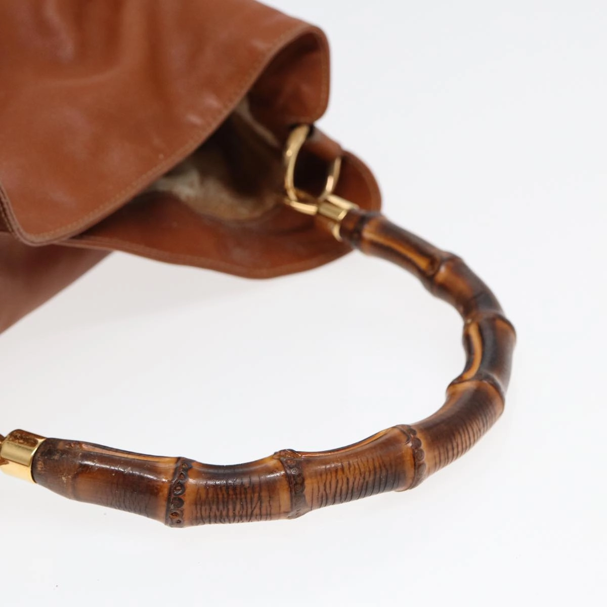 GUCCI Bamboo Shoulder Bag Leather 2way Brown 001 14 1577  84763