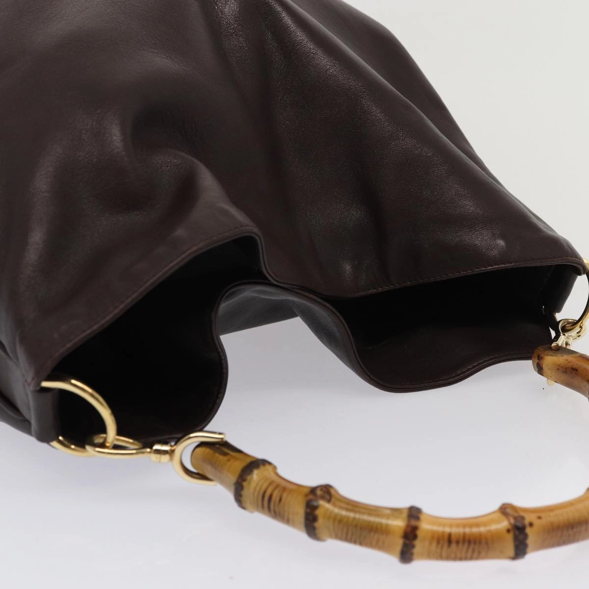 GUCCI Bamboo Shoulder Bag Leather 2way Brown 001 2123 1577  80117