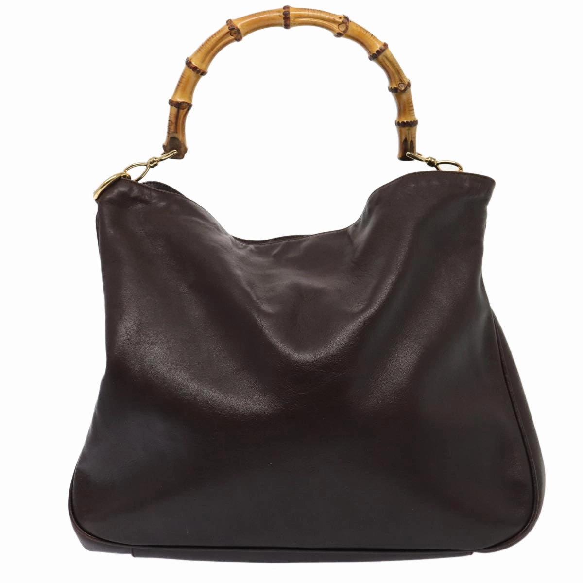 GUCCI Bamboo Shoulder Bag Leather 2way Brown 001 2123 1577  80117
