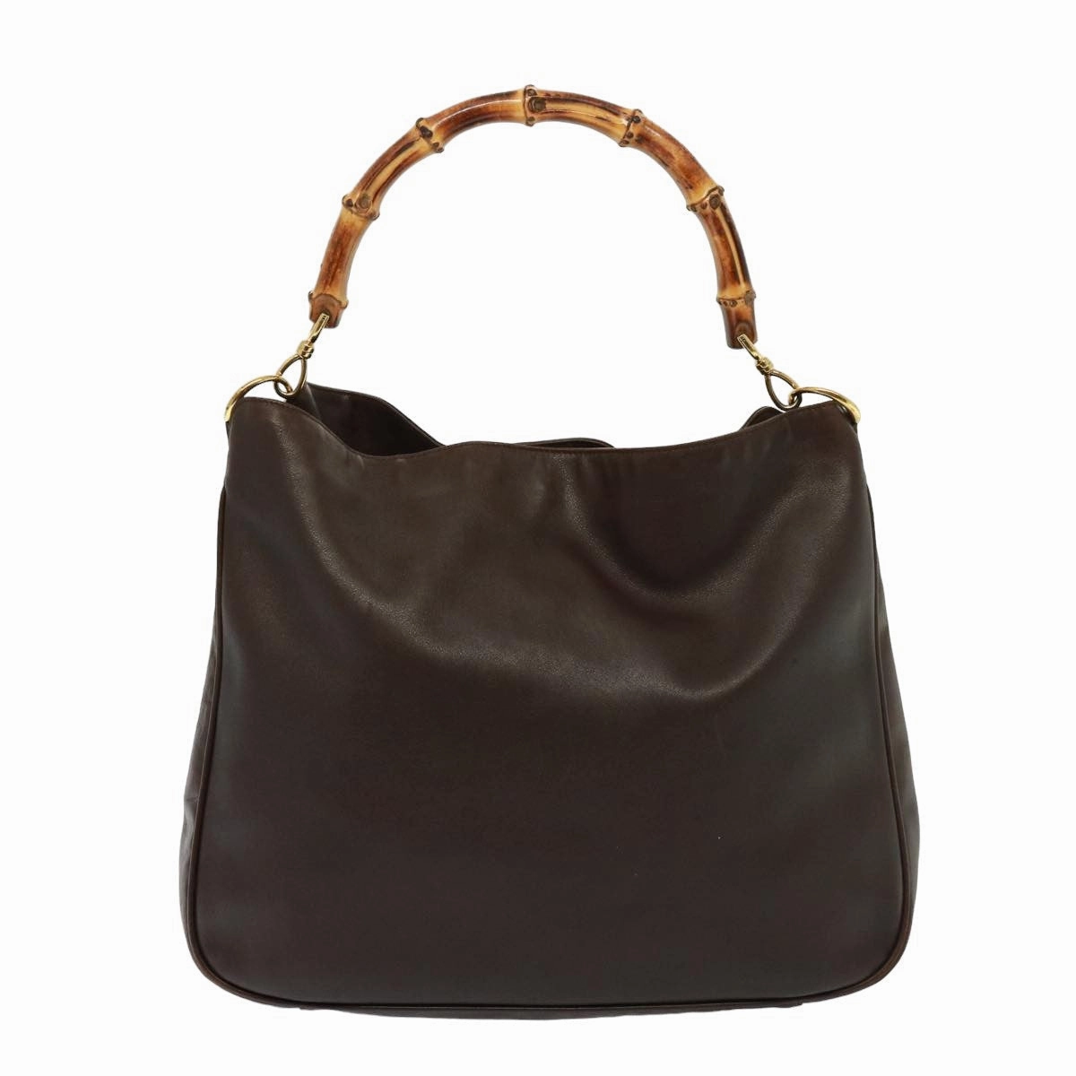 GUCCI Bamboo Shoulder Bag Leather 2way Brown 001 3754 1577  78088