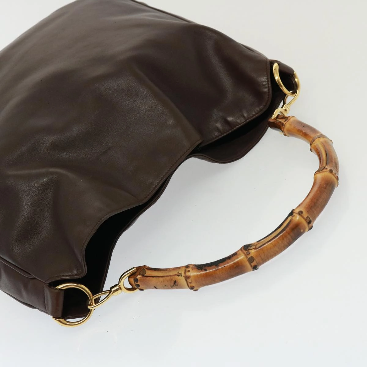 GUCCI Bamboo Shoulder Bag Leather 2way Brown 001 3754 1577  78088