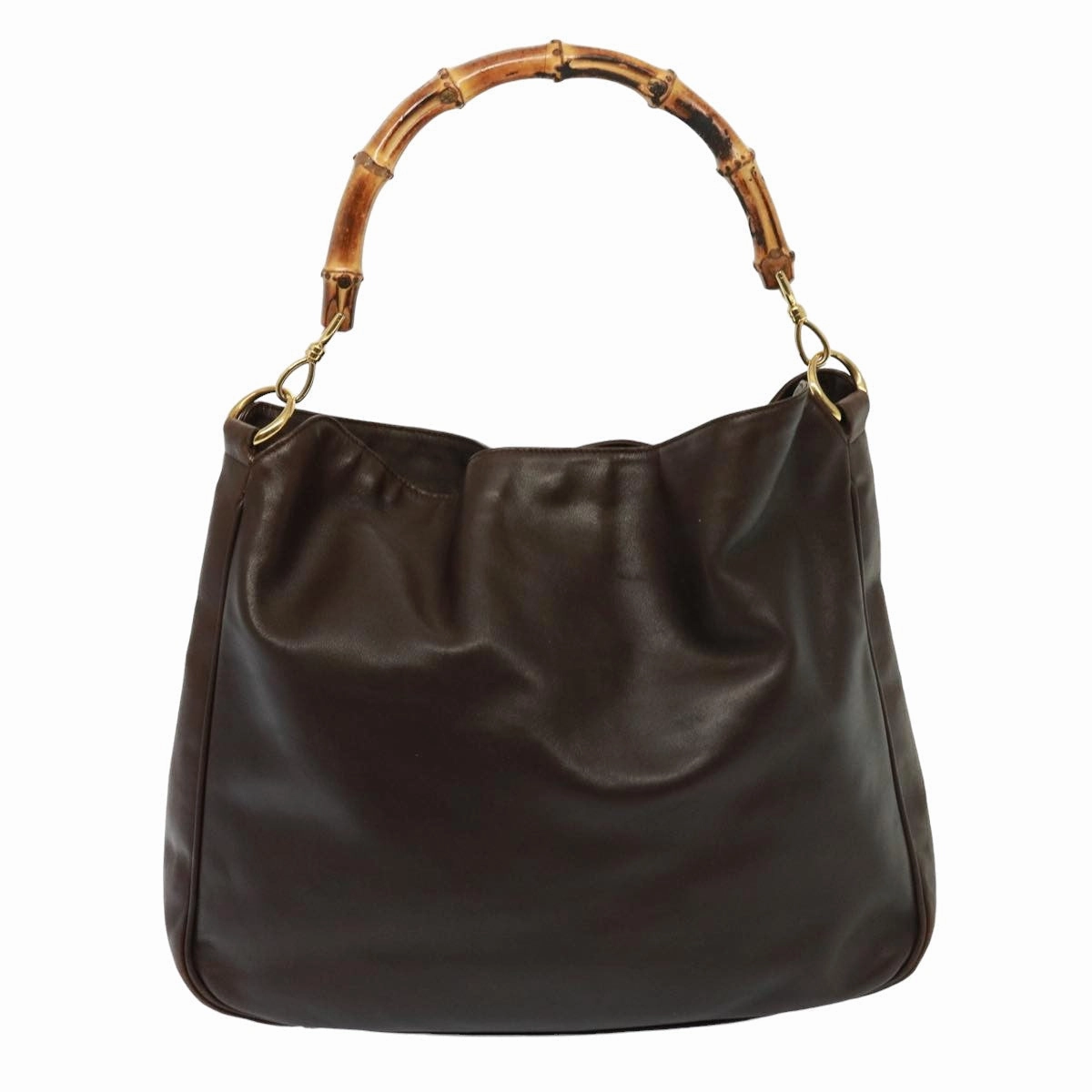 GUCCI Bamboo Shoulder Bag Leather 2way Brown 001 3754 1577  78088