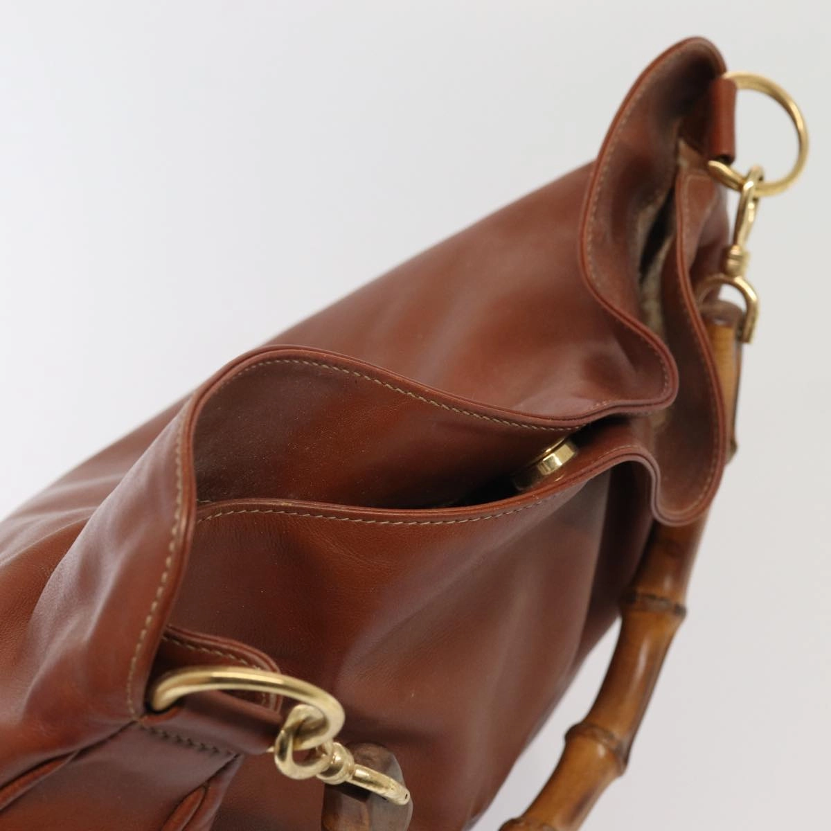 GUCCI Bamboo Shoulder Bag Leather Brown 001 1781 1577  80180