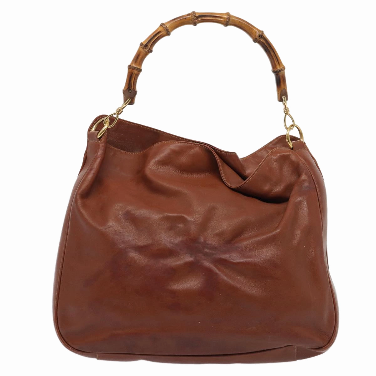 GUCCI Bamboo Shoulder Bag Leather Brown 001 1781 1577  80180