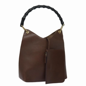 GUCCI Bamboo Shoulder Bag Leather Brown 001 1880 2123  ep4810