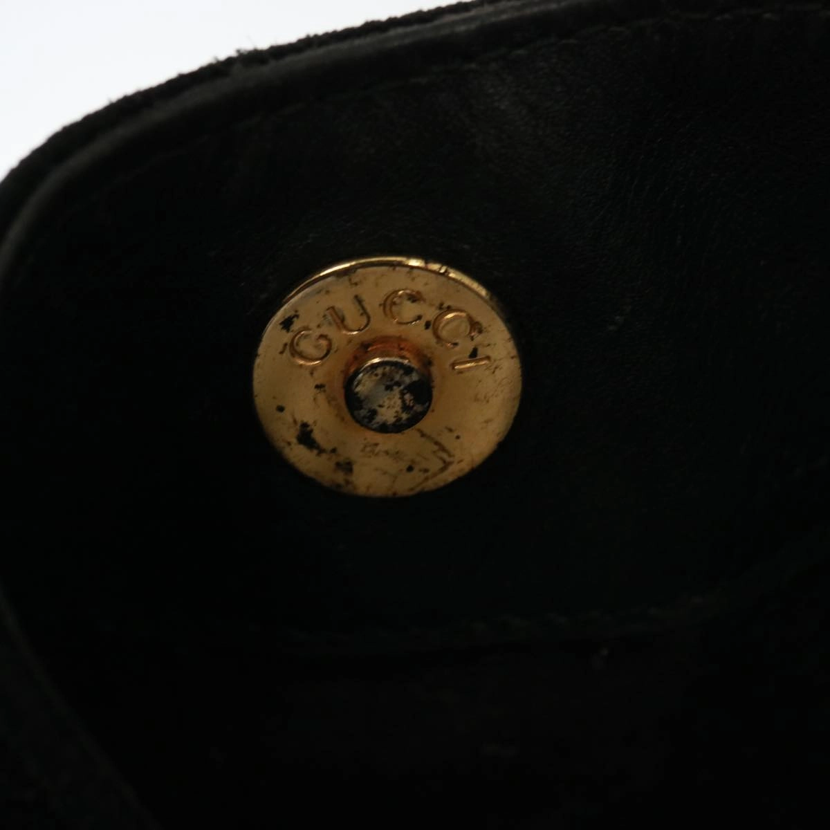 GUCCI Bamboo Shoulder Bag Leather Suede 2way Black 001 1014 1577  78086