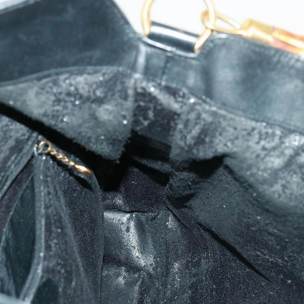 GUCCI Bamboo Shoulder Bag Leather Suede 2way Black 001 1014 1577  78086