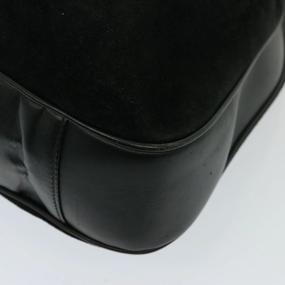 GUCCI Bamboo Shoulder Bag Leather Suede 2way Black 001 1014 1577  78086
