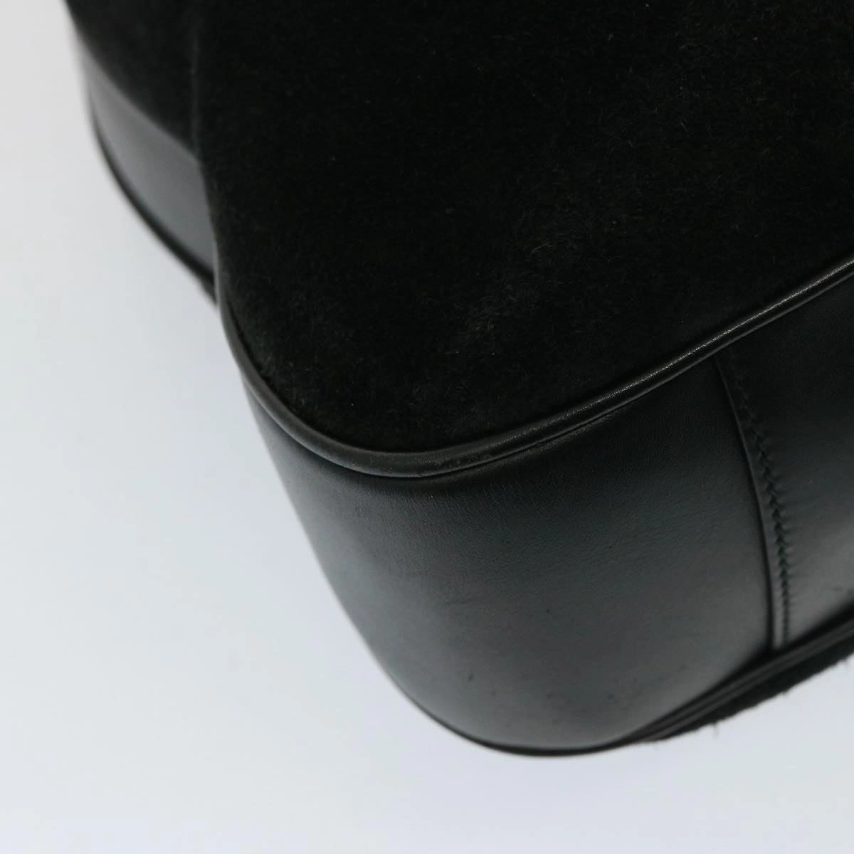 GUCCI Bamboo Shoulder Bag Leather Suede 2way Black 001 1014 1577  78086