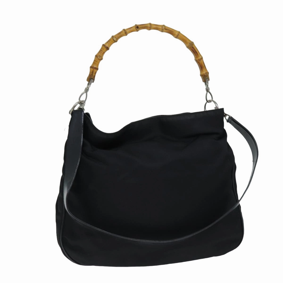 GUCCI Bamboo Shoulder Bag Nylon 2way Black 001 1998 1577  ep4348