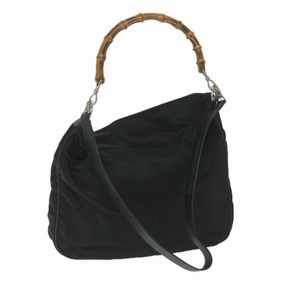 GUCCI Bamboo Shoulder Bag Nylon 2way Black  bs9242