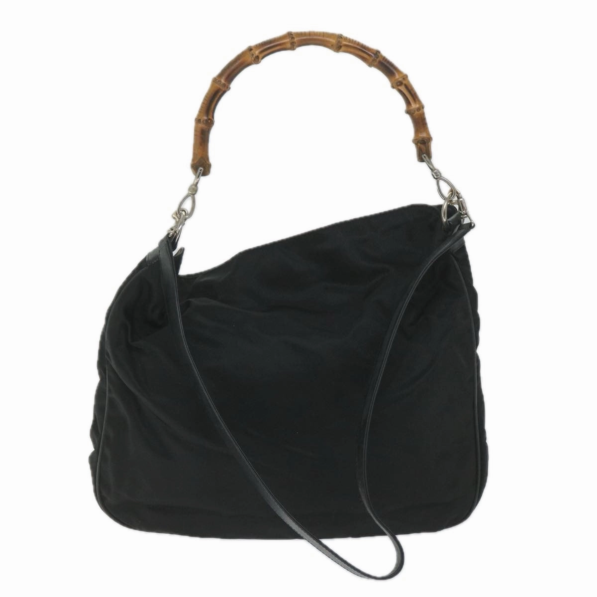 GUCCI Bamboo Shoulder Bag Nylon 2way Black  bs9242