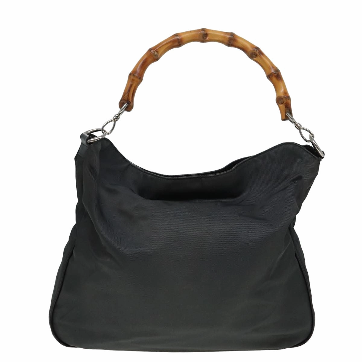 GUCCI Bamboo Shoulder Bag Nylon 2way Gray 001 3754 1577  80826