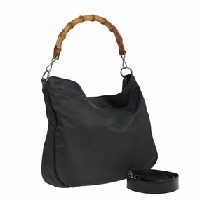 GUCCI Bamboo Shoulder Bag Nylon 2way Gray 001 3754 1577  80826