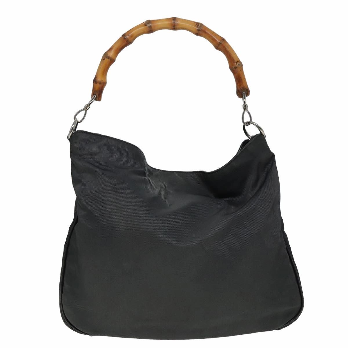 GUCCI Bamboo Shoulder Bag Nylon 2way Gray 001 3754 1577  80826
