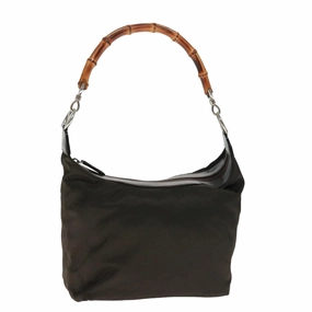 GUCCI Bamboo Shoulder Bag Nylon Brown 000 1956 0531  ep4606