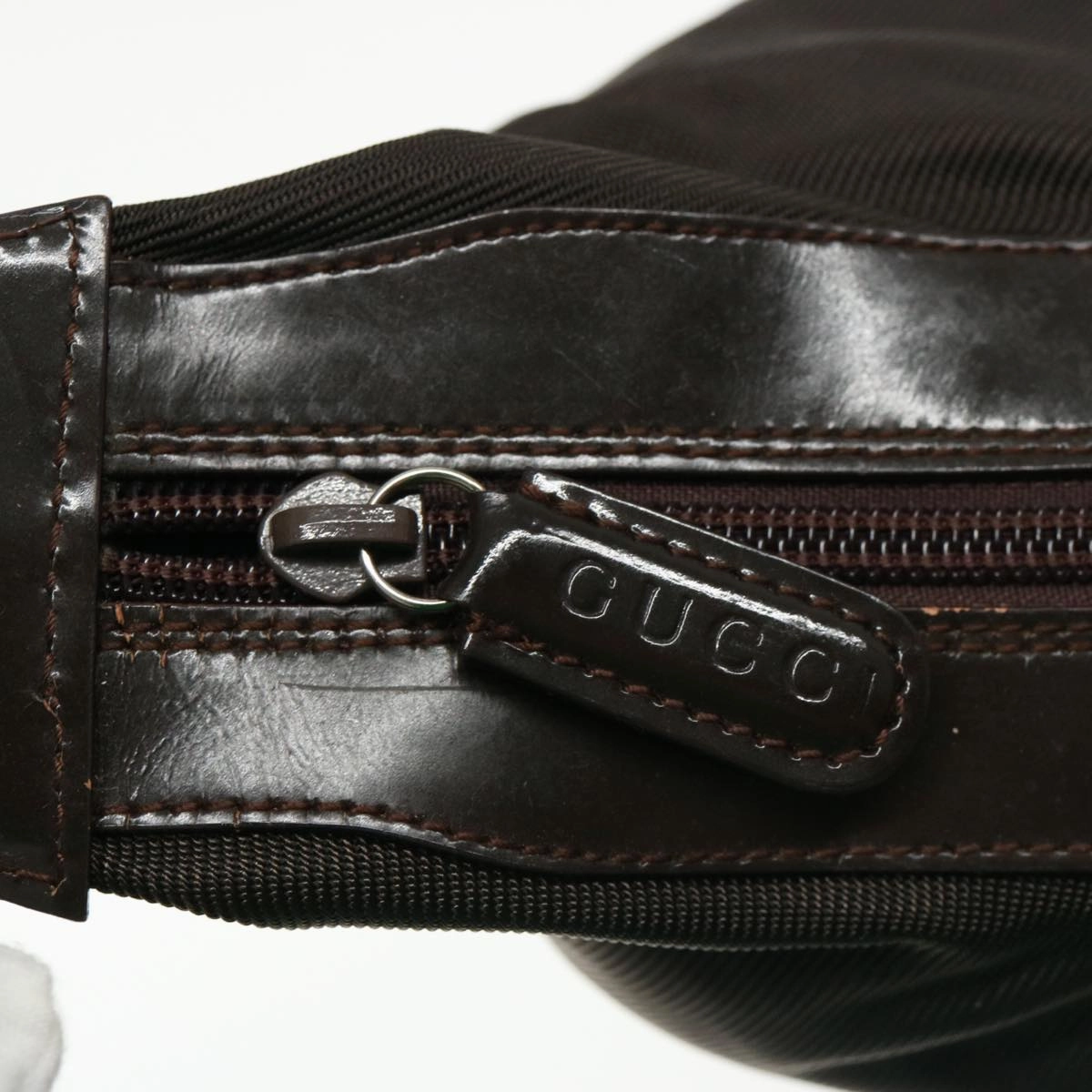 GUCCI Bamboo Shoulder Bag Nylon Brown 000 1956 0531  ep4606