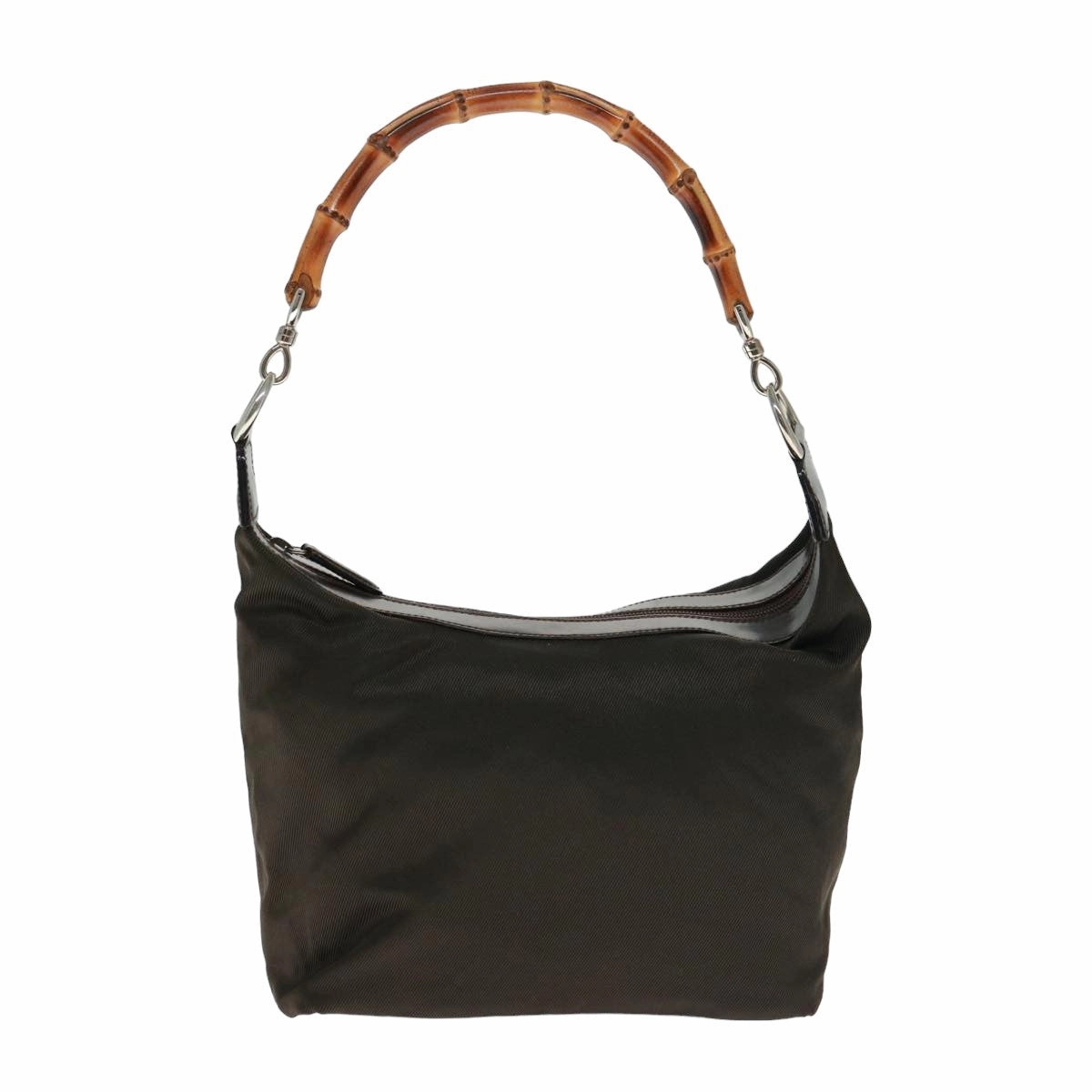 GUCCI Bamboo Shoulder Bag Nylon Brown 000 1956 0531  ep4606