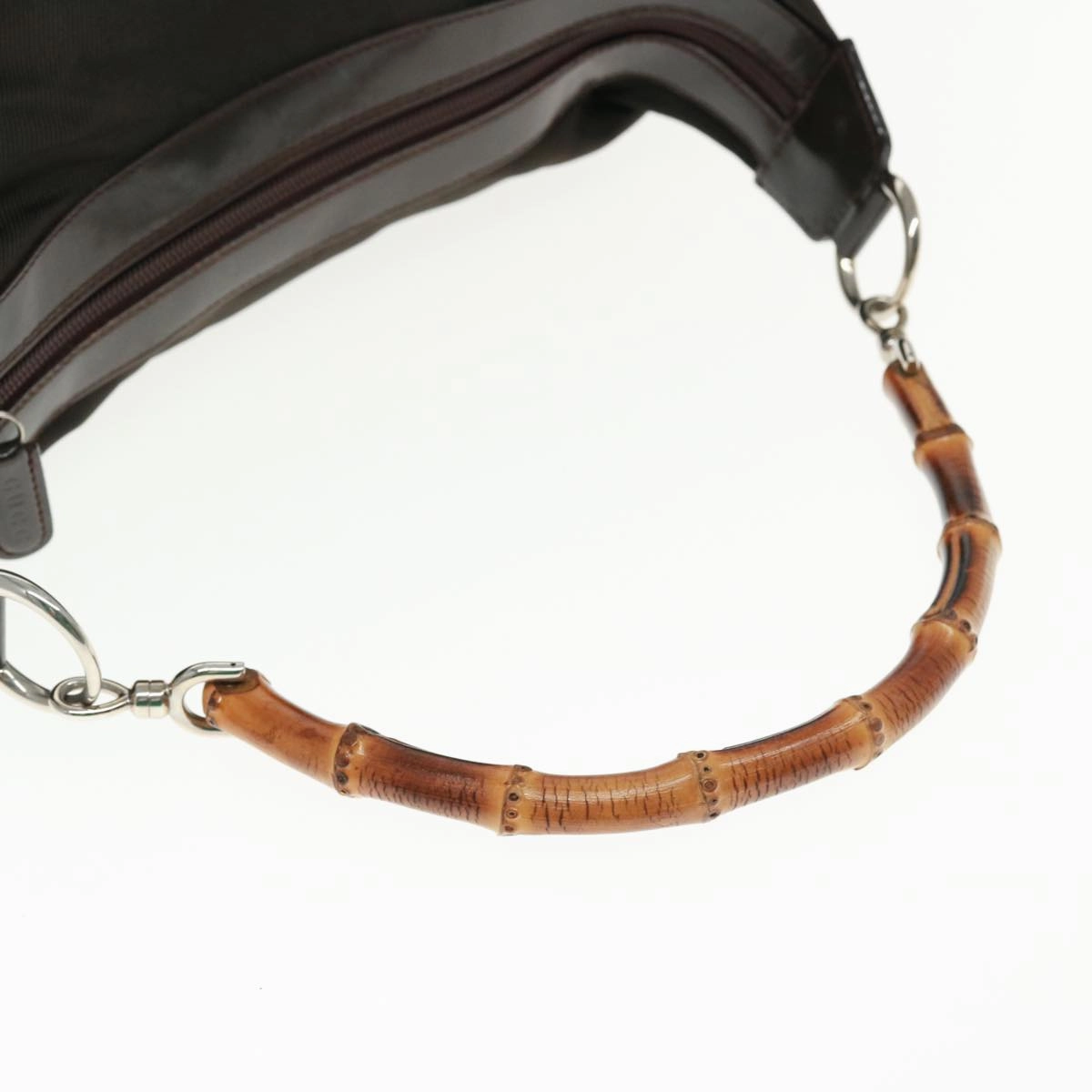 GUCCI Bamboo Shoulder Bag Nylon Brown 000 1956 0531  ep4606