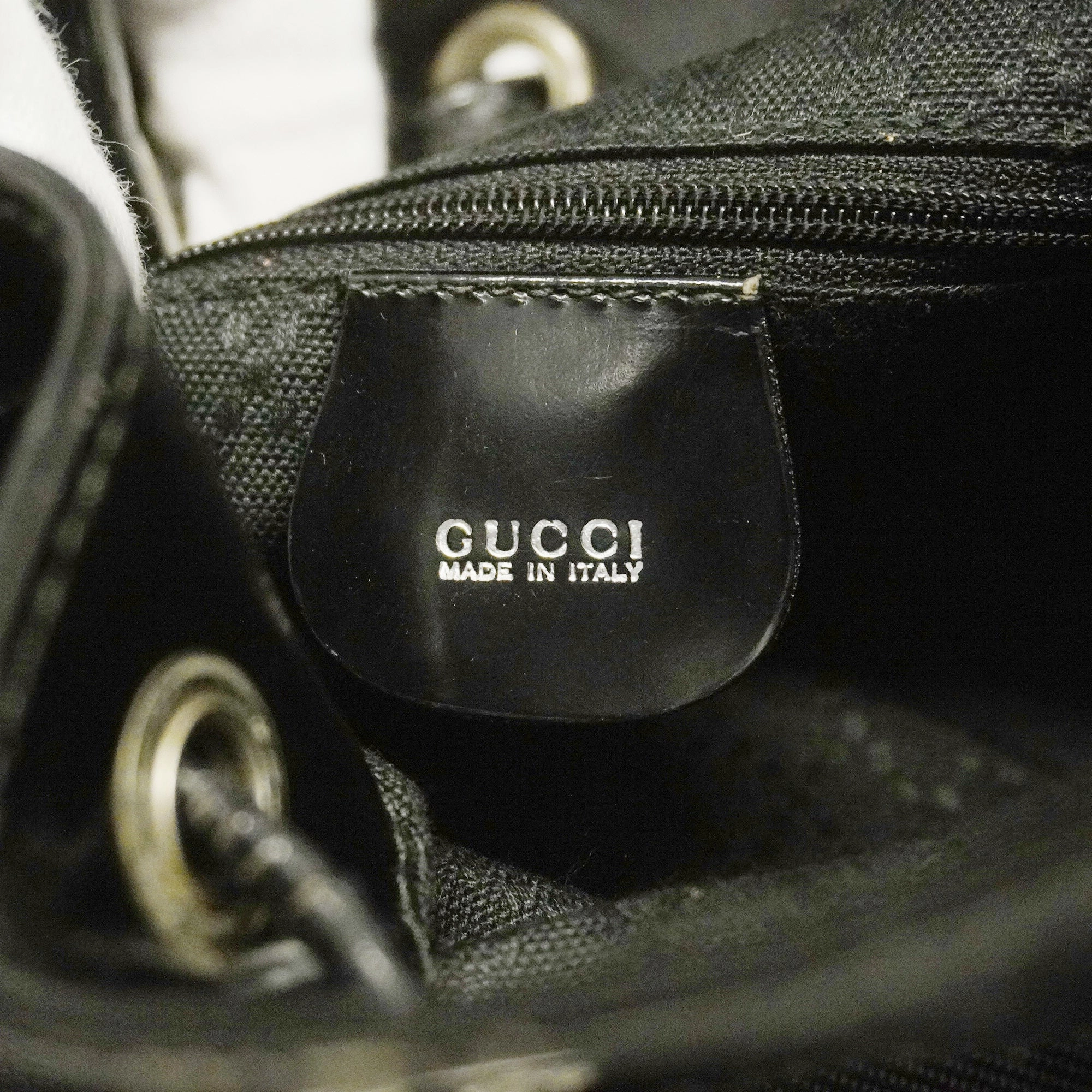 GUCCI  Bamboo Shoulder Bag Nylon/enamel 003 2113 0036 Shoulder Bag Black